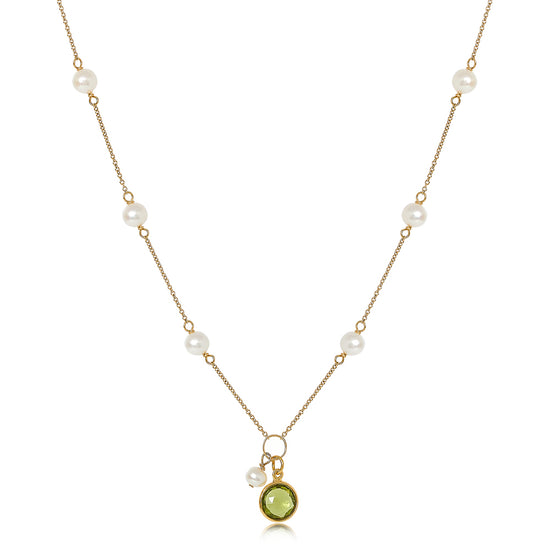 Necklace with keisy pearls and peridot and gold clasp | ELEFTHERIOU EL  Greek Jewelry